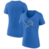 Detroit Lions Women's Primary Team Logo V-Neck T-Shirt Blue