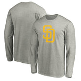 San Diego Padres Official Team Logo Long Sleeve T-Shirt - Heather Gray T-shirts