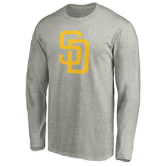 San Diego Padres Official Team Logo Long Sleeve T-Shirt - Heather Gray T-shirts