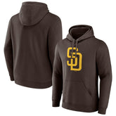 San Diego Padres Official Logo Fitted Pullover Hoodie - Brown Hoodies