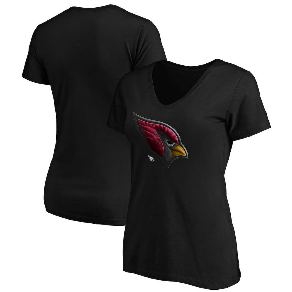 Arizona Cardinals Women's Midnight Mascot Logo V-Neck T-Shirt Black