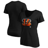 Cincinnati Bengals Women's Midnight Mascot Logo V-Neck T-Shirt Black