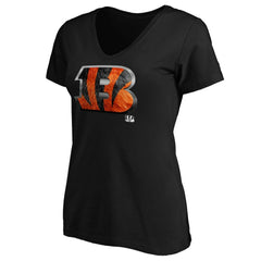 Cincinnati Bengals Women's Midnight Mascot Logo V-Neck T-Shirt Black