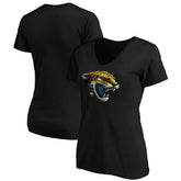 Jacksonville Jaguars Women's Midnight Mascot Logo V-Neck T-Shirt Black