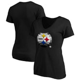 Pittsburgh Steelers Women's Midnight Mascot Logo V-Neck T-Shirt Black