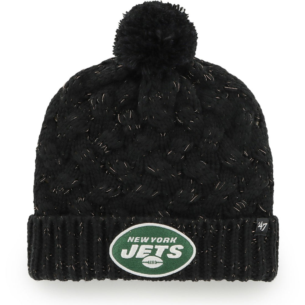 New York Jets '47 Women's Fiona Logo Cuffed Knit Hat with Pom Black