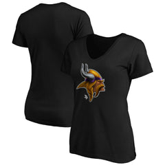 Minnesota Vikings Women's Midnight Mascot Logo V-Neck T-Shirt Black