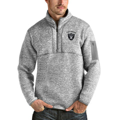 Las Vegas Raiders Antigua Fortune Quarter-Zip Pullover Jacket Heather Gray