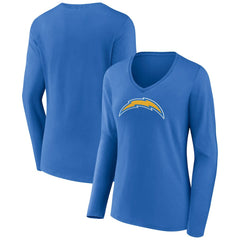 Los Angeles Chargers Women's Primary Team Logo Long Sleeve V-Neck T-Shirt Powder Blue