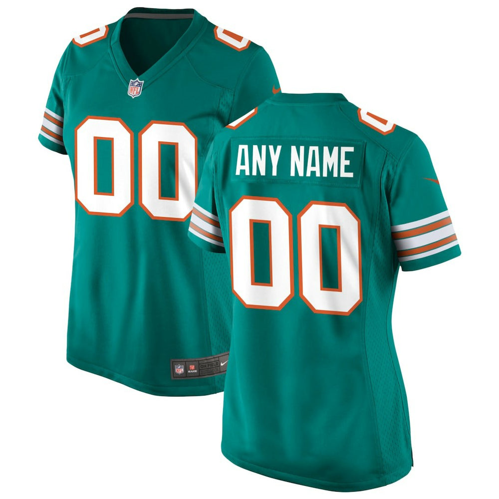 Miami Dolphins Women's Alternate Custom Game Jersey Aqua