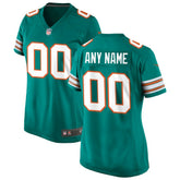 NFL Miami Dolphins Women's Alternate Custom Game Jersey - Aqua