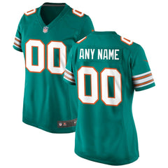 NFL Miami Dolphins Women's Alternate Custom Game Jersey - Aqua