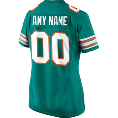 Miami Dolphins Women's Alternate Custom Game Jersey Aqua