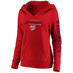 Washington Nationals Fanatics Women's Core High Class Crossover Pullover Hoodie - Red Hoodies