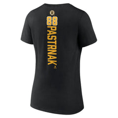 NHL David Pastrnak Boston Bruins Women's Playmaker V-Neck T-Shirt - Black