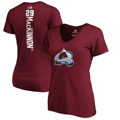 NHL Nathan MacKinnon Colorado Avalanche Women's Playmaker V-Neck T-Shirt - Garnet