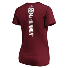 NHL Nathan MacKinnon Colorado Avalanche Women's Playmaker V-Neck T-Shirt - Garnet