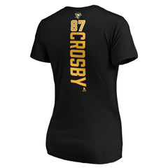 NHL Sidney Crosby Pittsburgh Penguins Women's Playmaker V-Neck T-Shirt - Black