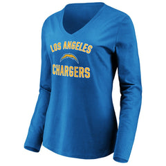 Los Angeles Chargers Women's Victory Arch Long Sleeve V-Neck T-Shirt Powder Blue