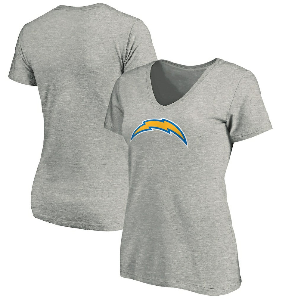 Los Angeles Chargers Women's Primary Logo V-Neck T-Shirt Heather Gray