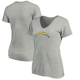 Los Angeles Chargers Women's Primary Logo V-Neck T-Shirt Heather Gray