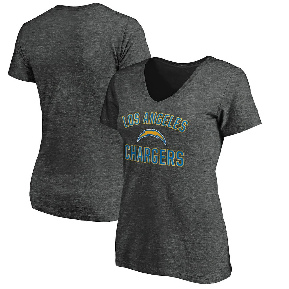 Los Angeles Chargers Women's Victory Arch V-Neck T-Shirt Heathered Gray