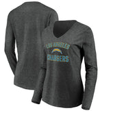 Los Angeles Chargers Women's Victory Arch Long Sleeve V-Neck T-Shirt Heather Gray