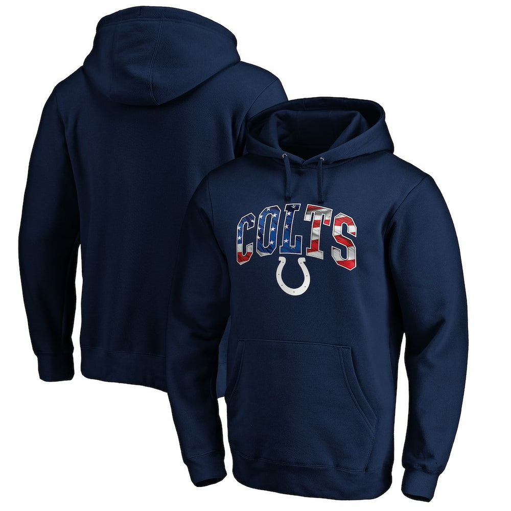 Indianapolis Colts Banner Wave Fitted Pullover Hoodie Navy