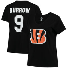 Joe Burrow Cincinnati Bengals Women's Plus Size Name & Number V-Neck T-Shirt Black
