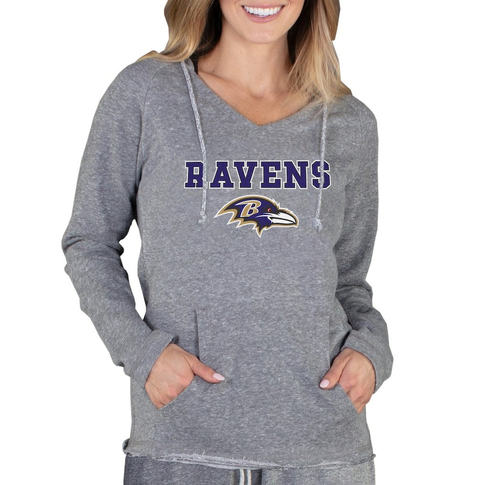 Baltimore Ravens Concepts Sport Women's Mainstream Tri-Blend Raglan Hoodie V-Neck Top Gray