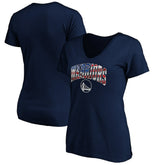 Golden State Warriors Women's Banner Wave V-Neck T-Shirt Navy