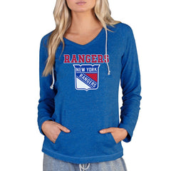 NHL New York Rangers Concepts Sport Women's Mainstream Terry Tri-Blend Long Sleeve Hooded Top - Royal