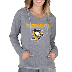 NHL Pittsburgh Penguins Concepts Sport Women's Mainstream Terry Tri-Blend Long Sleeve Hooded Top - Gray