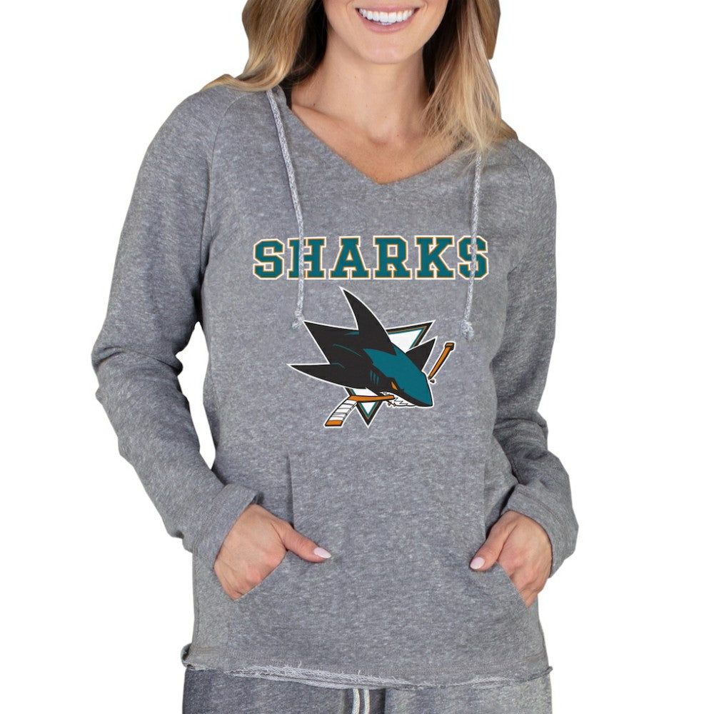 NHL San Jose Sharks Concepts Sport Women's Mainstream Terry Tri-Blend Long Sleeve Hooded Top - Gray