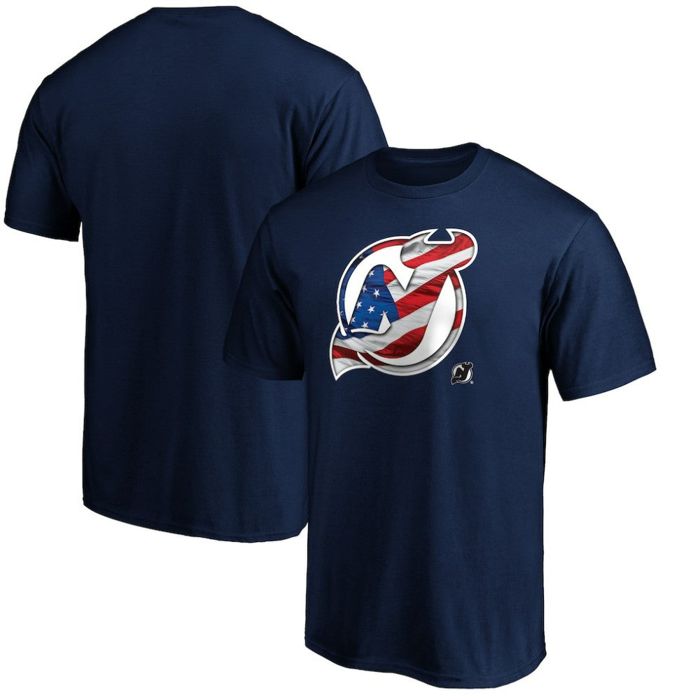 NHL New Jersey Devils Banner Wave Logo T-Shirt - Navy