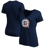 NHL Boston Bruins Women's Banner Wave Logo V-Neck T-Shirt T-Shirt - Navy