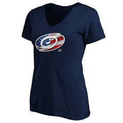 NHL Carolina Hurricanes Women's Banner Wave Logo V-Neck T-Shirt T-Shirt - Navy