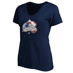 NHL Colorado Avalanche Women's Banner Wave Logo V-Neck T-Shirt T-Shirt - Navy