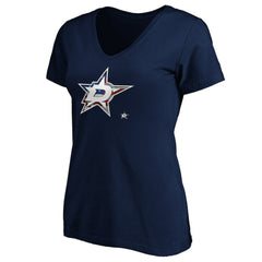 NHL Dallas Stars Women's Banner Wave Logo V-Neck T-Shirt T-Shirt - Navy