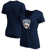 NHL Florida Panthers Women's Banner Wave Logo V-Neck T-Shirt T-Shirt - Navy