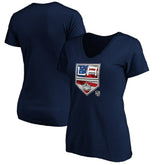 NHL Los Angeles Kings Women's Banner Wave Logo V-Neck T-Shirt T-Shirt - Navy