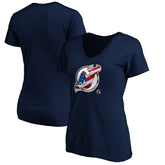 NHL New Jersey Devils Women's Banner Wave Logo V-Neck T-Shirt T-Shirt - Navy
