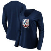 NHL Vegas Golden Knights women's Banner Wave Logo Long Sleeve V-Neck T-Shirt - Navy