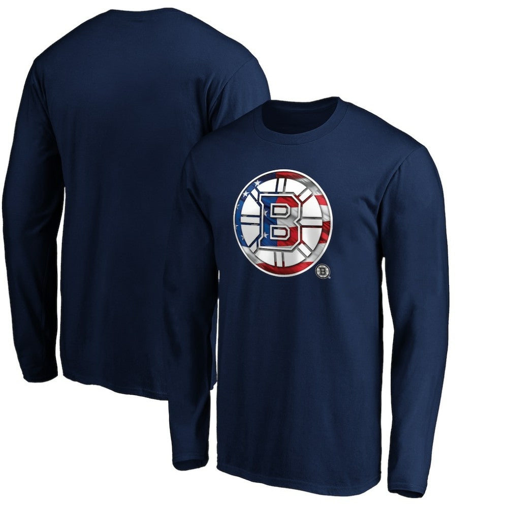 NHL Boston Bruins Banner Wave Logo Long Sleeve T-Shirt - Navy