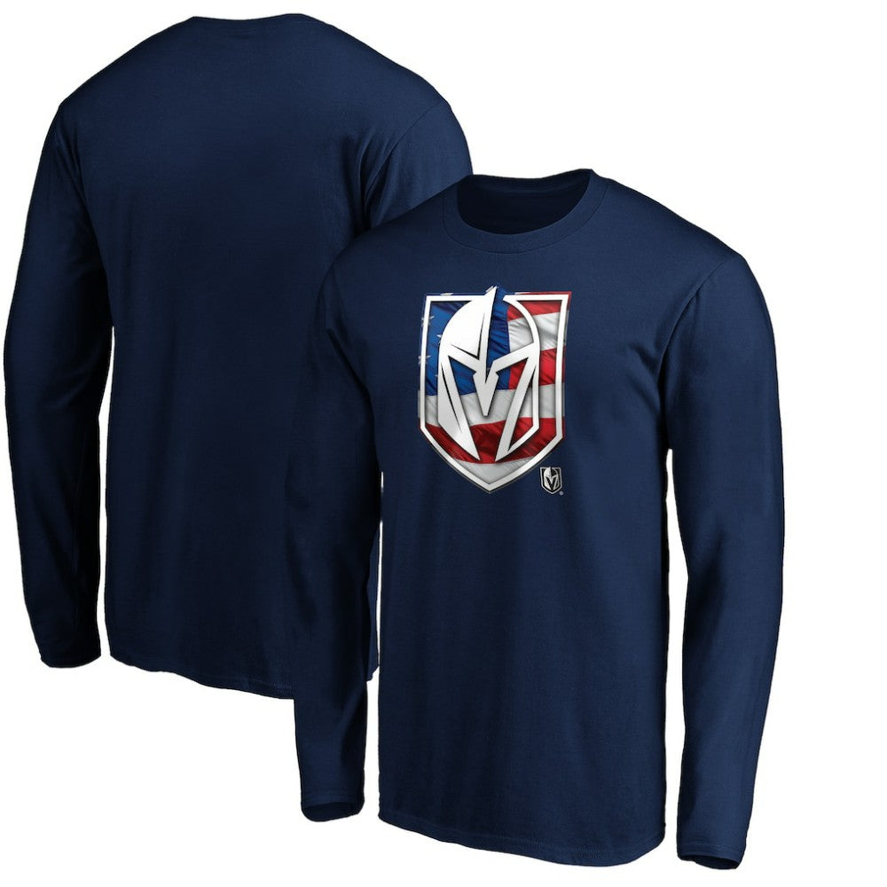 NHL Vegas Golden Knights Banner Wave Logo Long Sleeve T-Shirt - Navy
