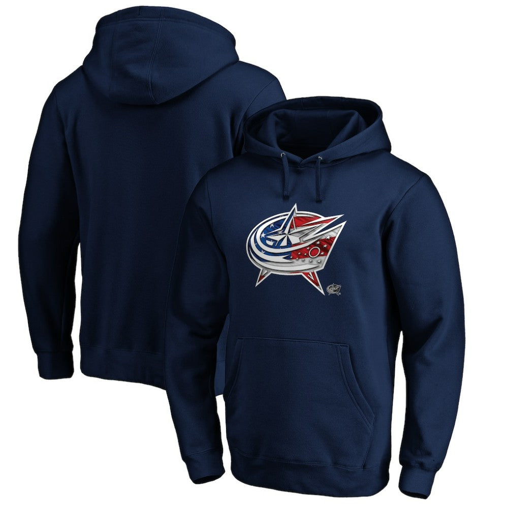 NHL Columbus Blue Jackets Banner Wave Logo Pullover Hoodie - Navy