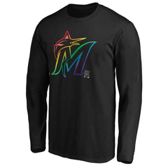 Miami Marlins Team Pride Logo Long Sleeve T-Shirt - Black T-shirts