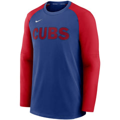 Chicago Cubs Nike Authentic Collection Pregame Performance Raglan Pullover Sweatshirt - Royal/Red Pullover