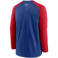 Chicago Cubs Nike Authentic Collection Pregame Performance Raglan Pullover Sweatshirt - Royal/Red Pullover