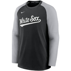 Chicago White Sox Nike Authentic Collection Pregame Performance Raglan Pullover Sweatshirt - Black/Gray Pullover